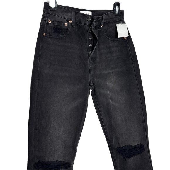 NWT Pistola Keaton Button Fly High-Waisted Slim Straight Jeans Women's Black 24 - Picture 6 of 9